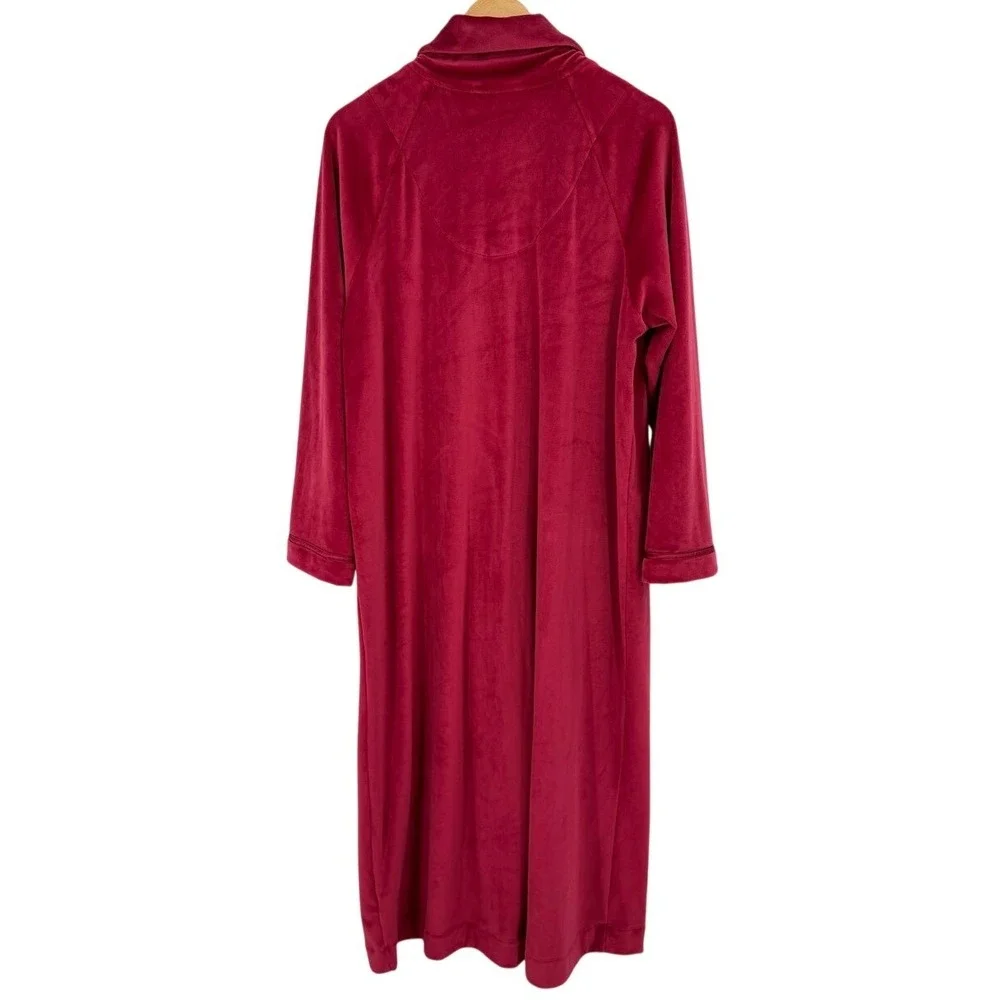 Eileen West Lux Velour Long Zip Robe Womens L/XL Housecoat Loungewear Cozy Soft - Picture 5 of 10